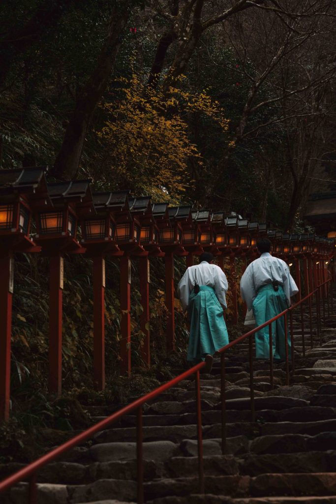 Kifune Shrine in Kyoto, a shrine surrounded by forest and especially popular in autumn.