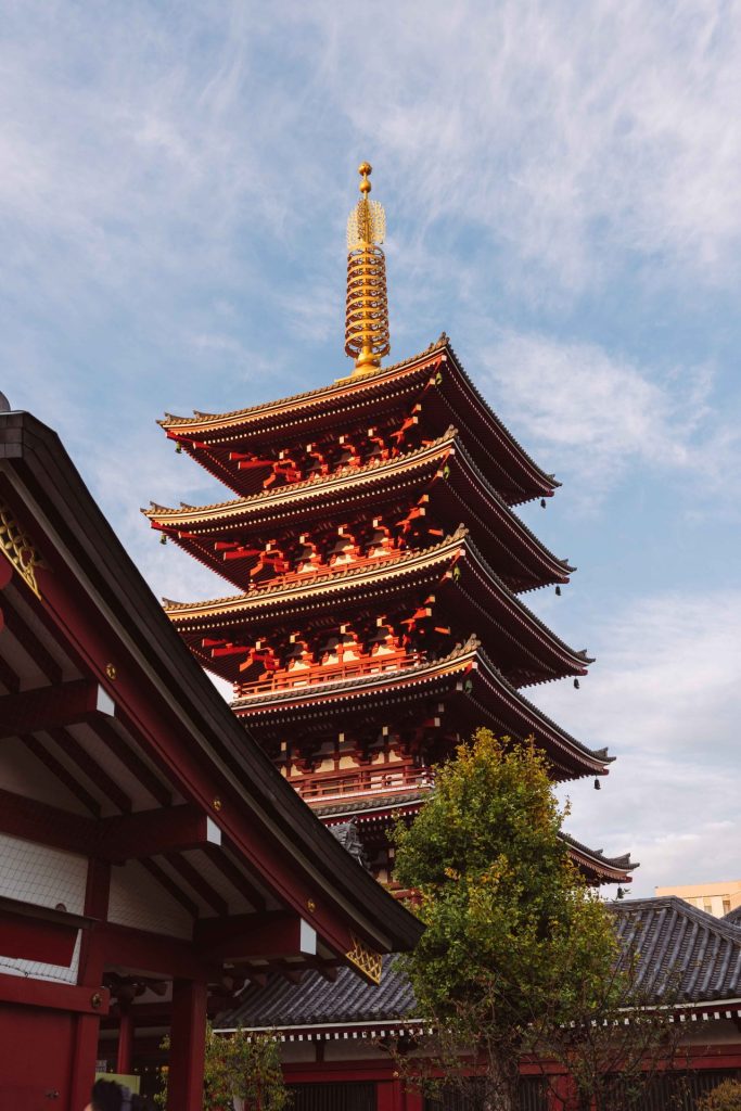Senso-ji Temple and five-story pagoda in Tokyo