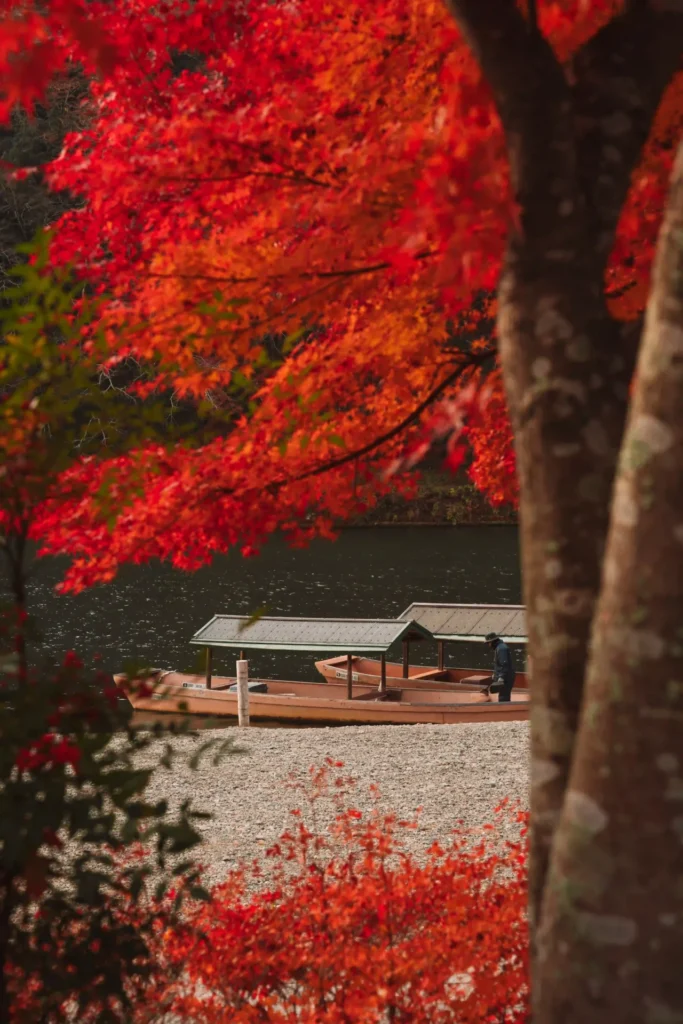 Arashiyama area in Kyoto, popular for its temples, scenery and riverside walks.