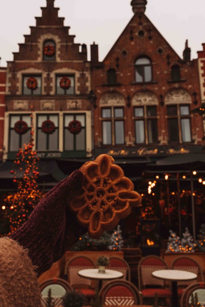 Waffles belgas tradicionais em Bruges.