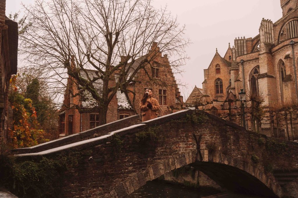 Boniface Bridge winter view in Bruges.