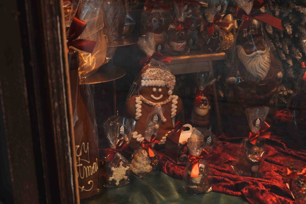 Chocolate belga numa chocolateria de Bruges.