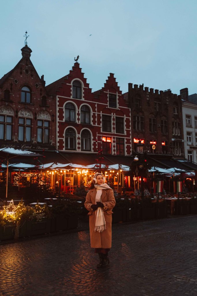 Cozy local Christmas market atmosphere in Bruges.