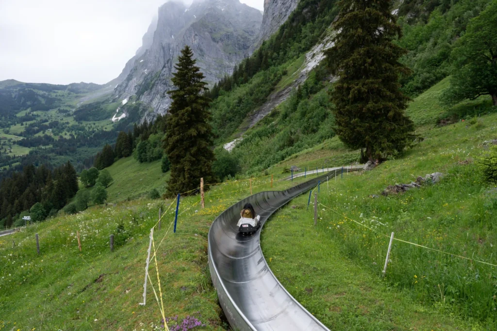 Tobogã alpino de Pfingstegg com vista sobre Grindelwald