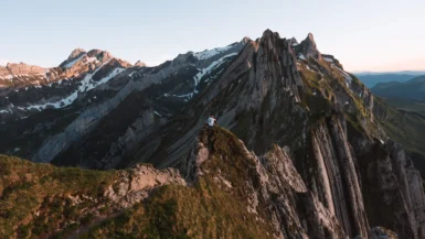 Sunset view at Schäfler ridge in switzerland