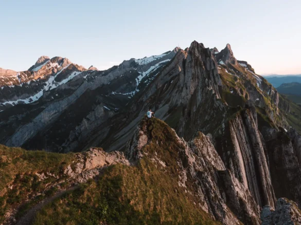 Sunset view at Schäfler ridge in switzerland