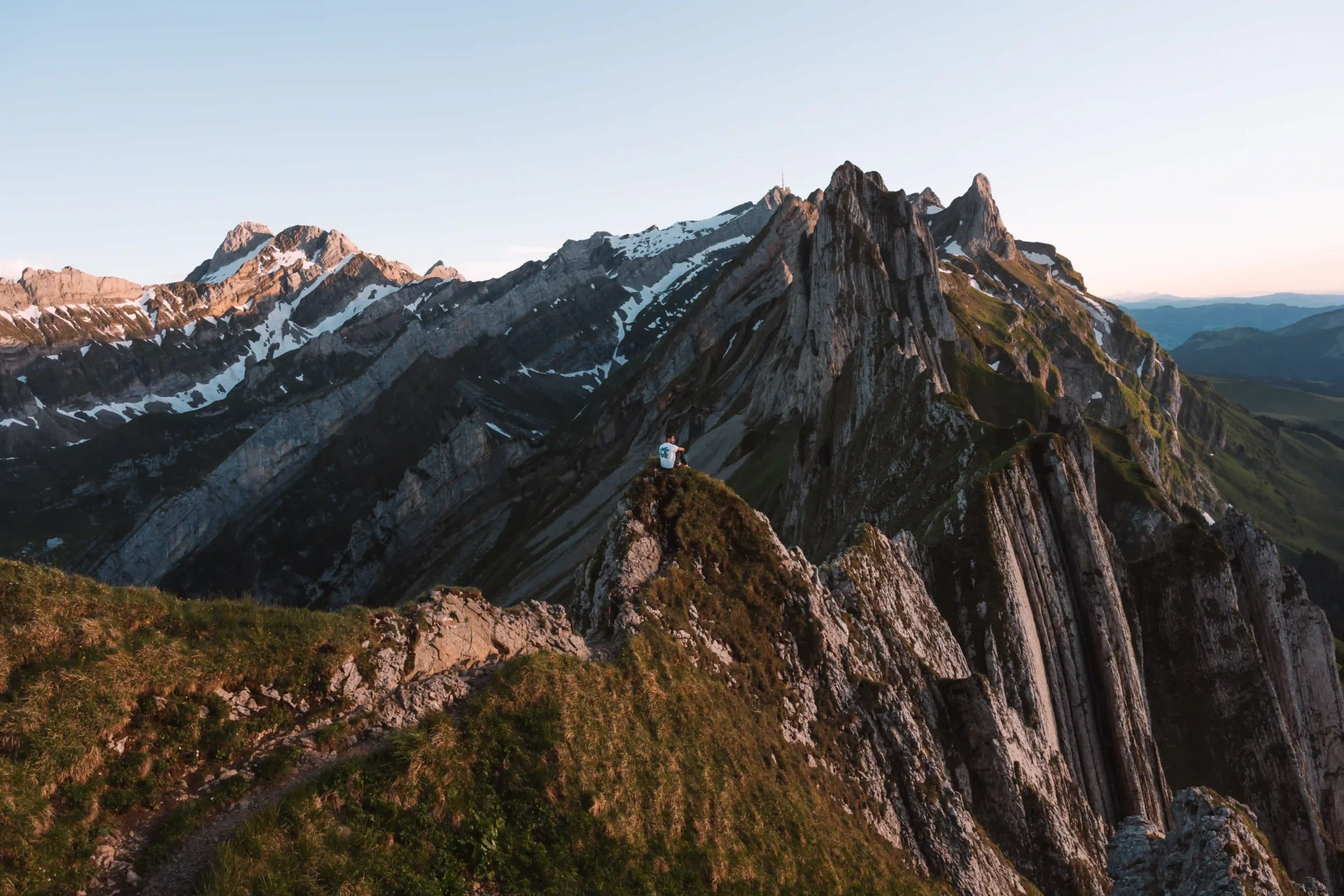 Sunset view at Schäfler ridge in switzerland
