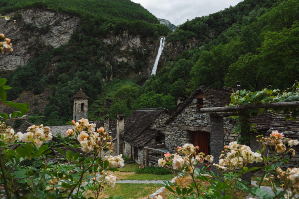 Panoramic view of the village of Foroglio in Ticino, Switzerland.